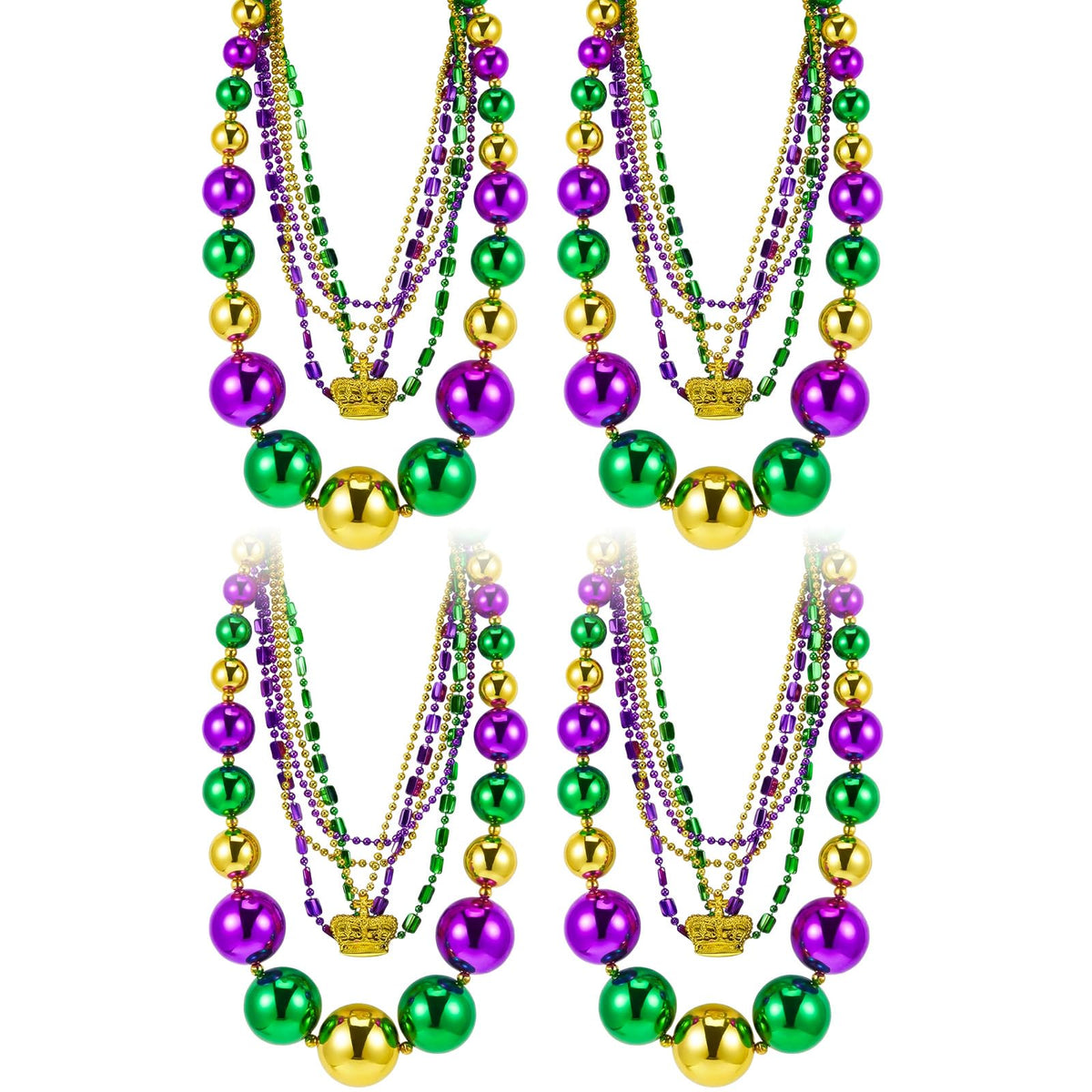 Henoyso 50-inch jumbo Mardi Gras beads for bold party looks.