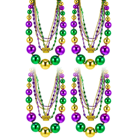 Henoyso 50-inch jumbo Mardi Gras beads for bold party looks.