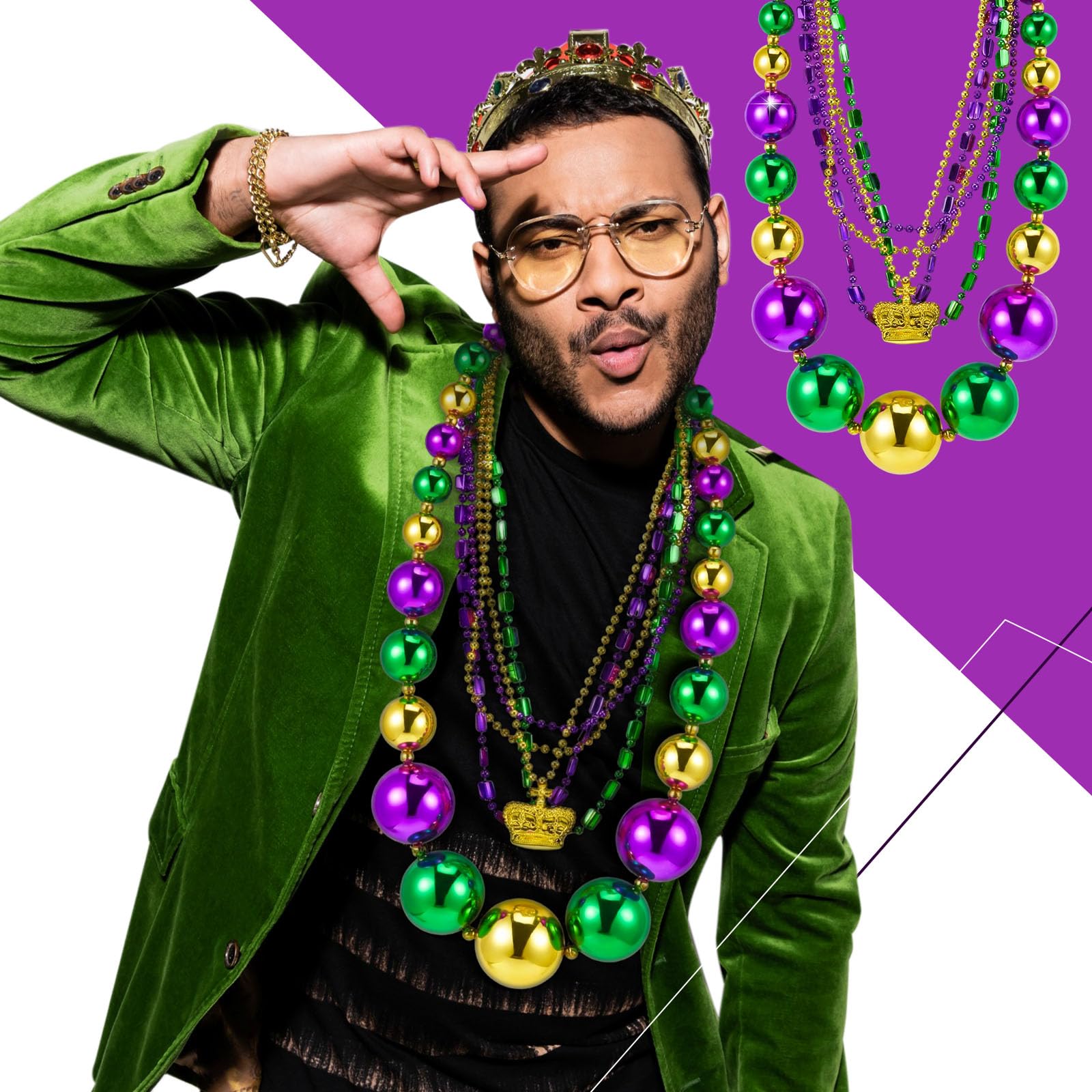 Henoyso multi-color Mardi Gras beads pack for decorations.