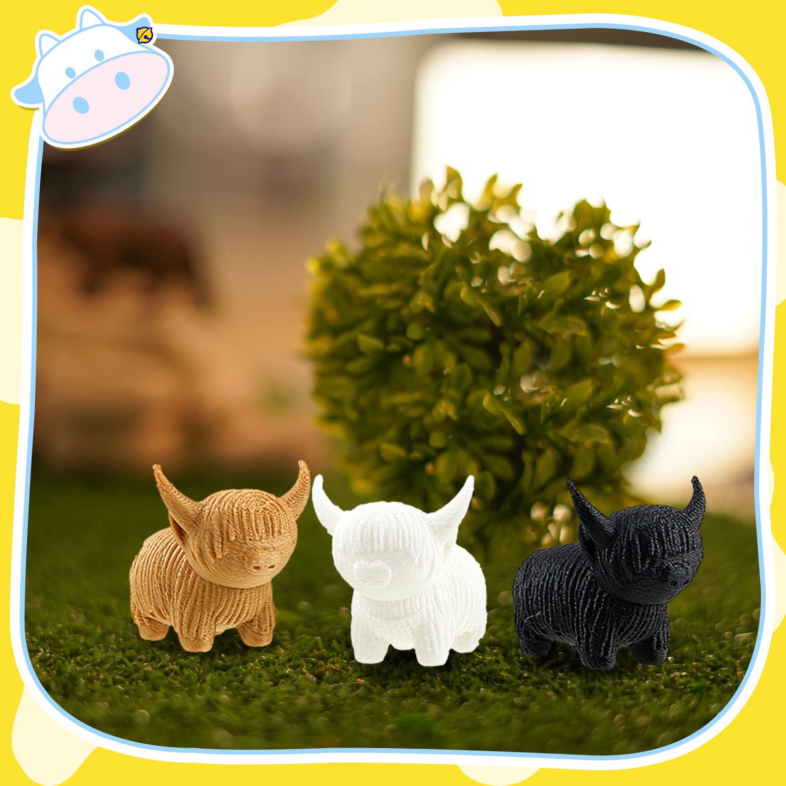 Henoyso Highland cow figurine garden-ready decor accent