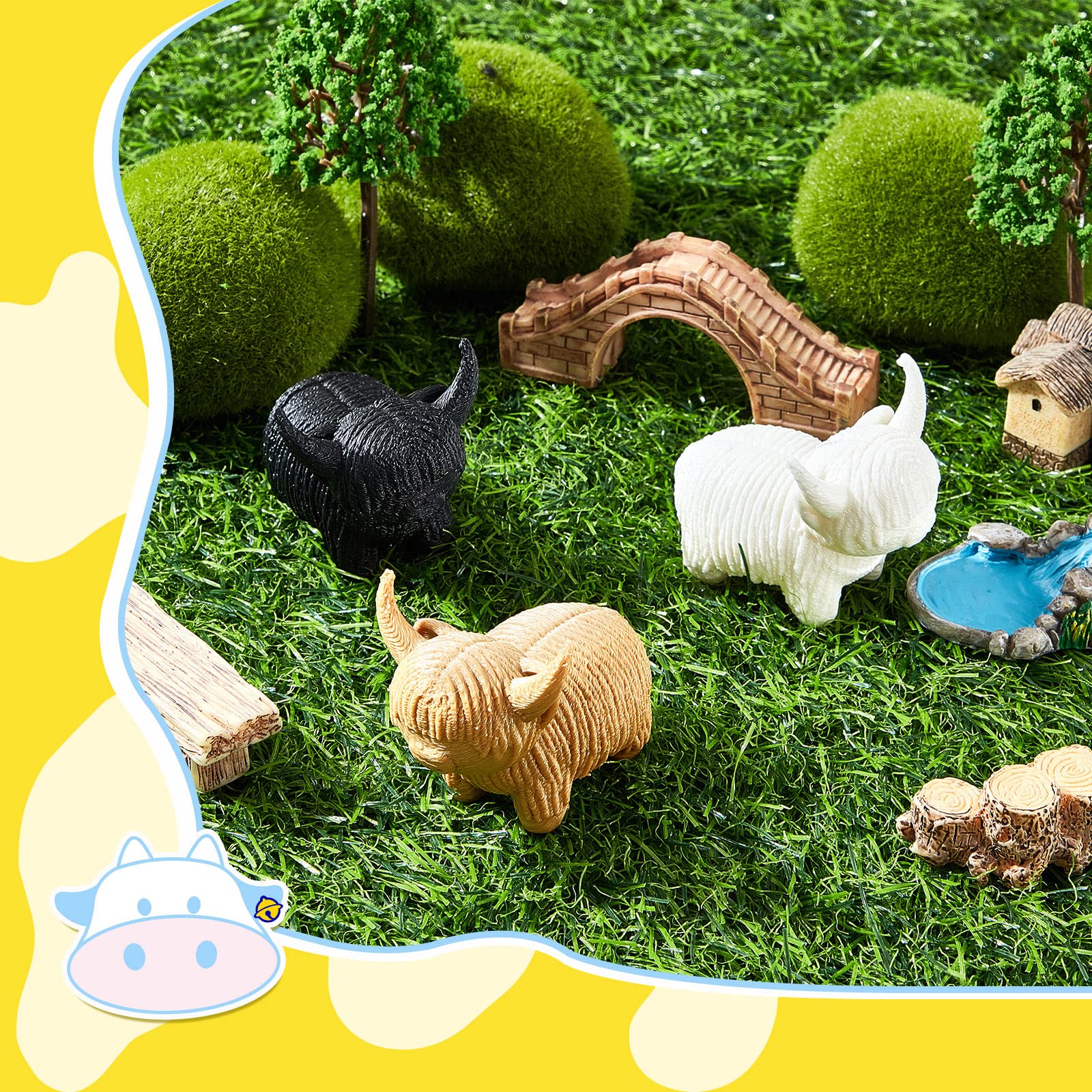 Henoyso Highland cow figurine on shelf adds cozy charm