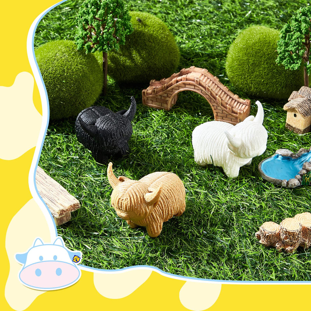 Henoyso Highland cow figurine on shelf adds cozy charm