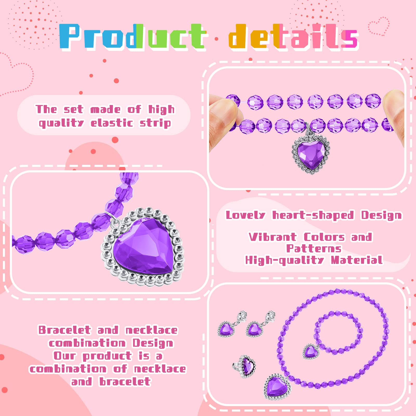 Henoyso princess jewelry set rings complete charming pretend looks