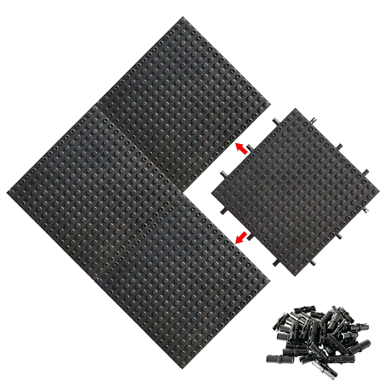 Hensgaukt 4pc base plates 16x16 black for sturdy brick foundations