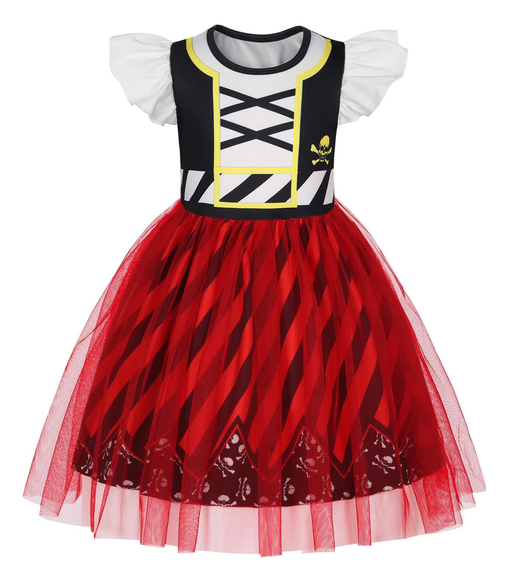 HenzWorld pirate dress front view with vibrant print for imaginative play.