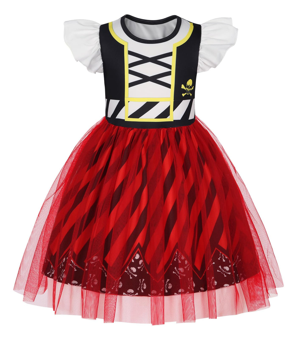 HenzWorld pirate dress front view with vibrant print for imaginative play.