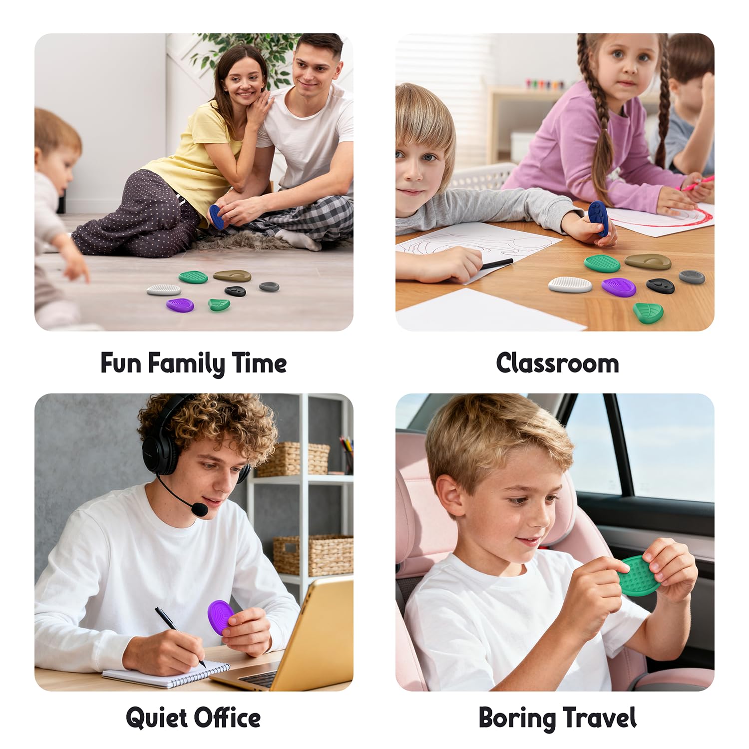HEOMOONE fidget stone textured-7: ideal gift filler for kids and teens