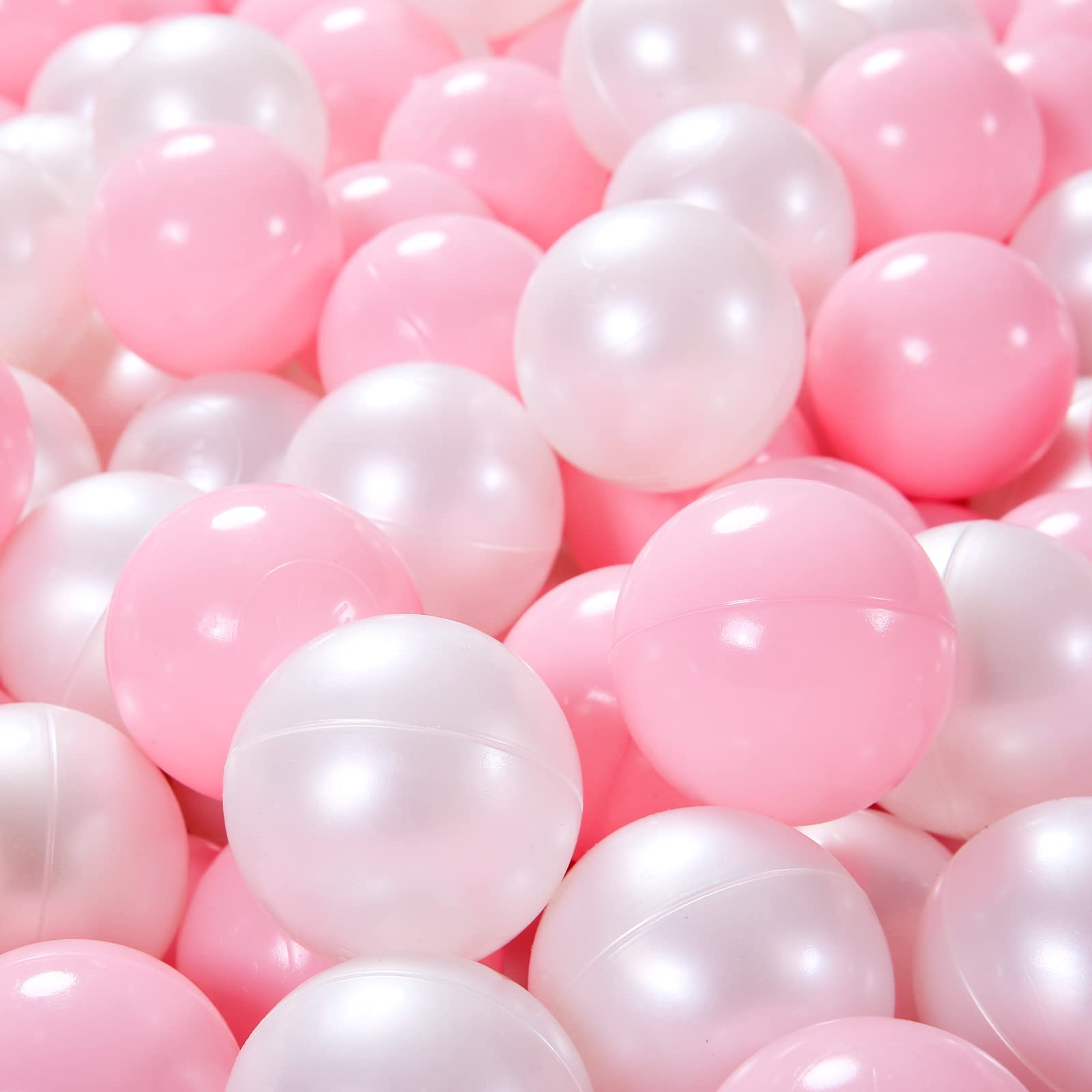 Vibrant pink and pearl white Heopeis balls for color recognition