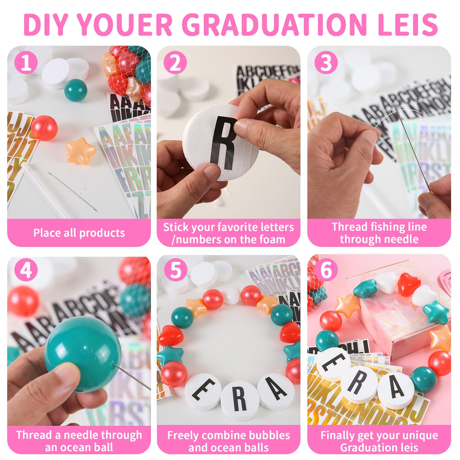 Heopeis letter stickers A to Z enable creative messages on foam shapes.