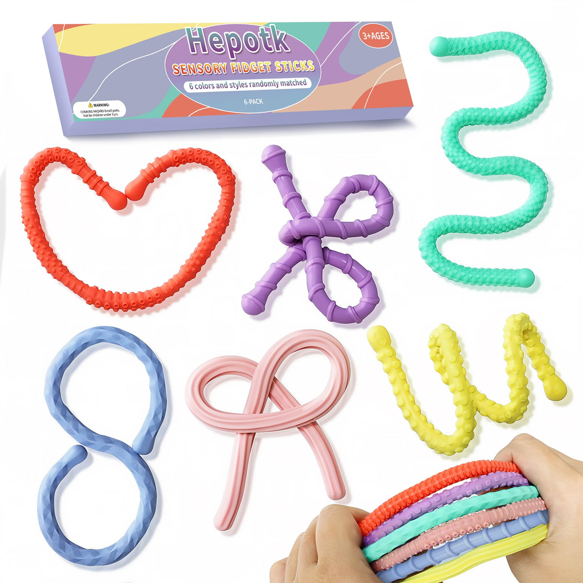 Hepotk Sensory Fidget Sticks with six textures for tactile feedback and focus