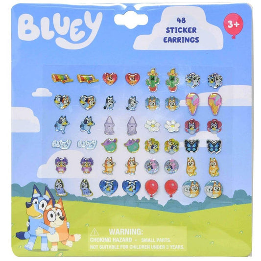 HER Bluey 24-pair sticker earrings for kids, easy to apply and reusable.