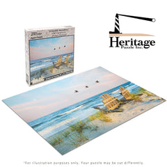 Heritage Puzzle Coastal Moonrise tide foam detail, evokes refreshing ocean vibes during breaks.