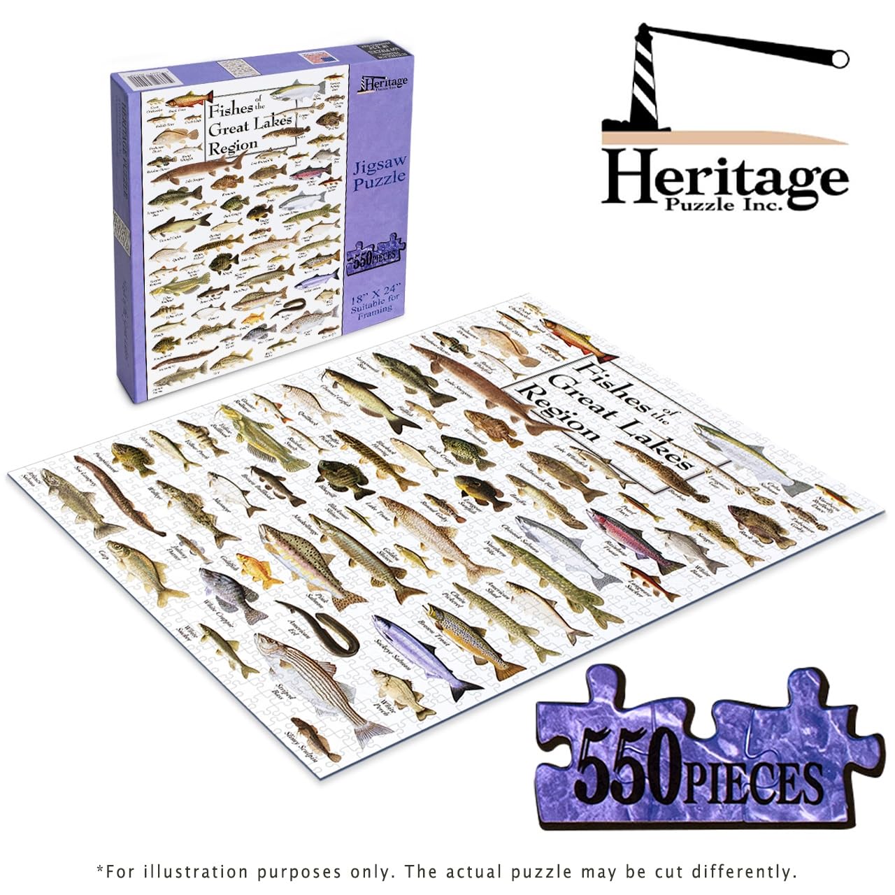 Heritage Puzzle educational Great Lakes theme highlights local fish diversity.