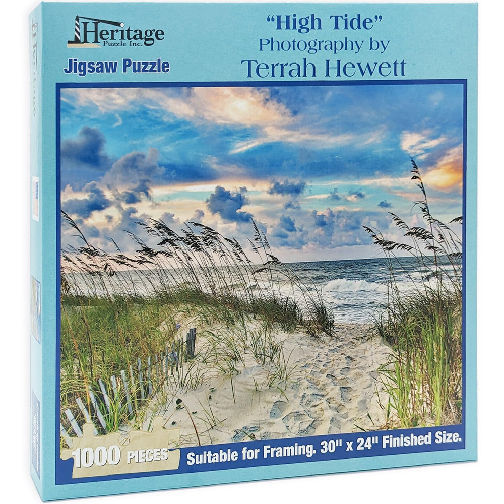 Heritage Puzzle High Tide Beach Ocean shows a serene coast for mindful, screen-free evenings.