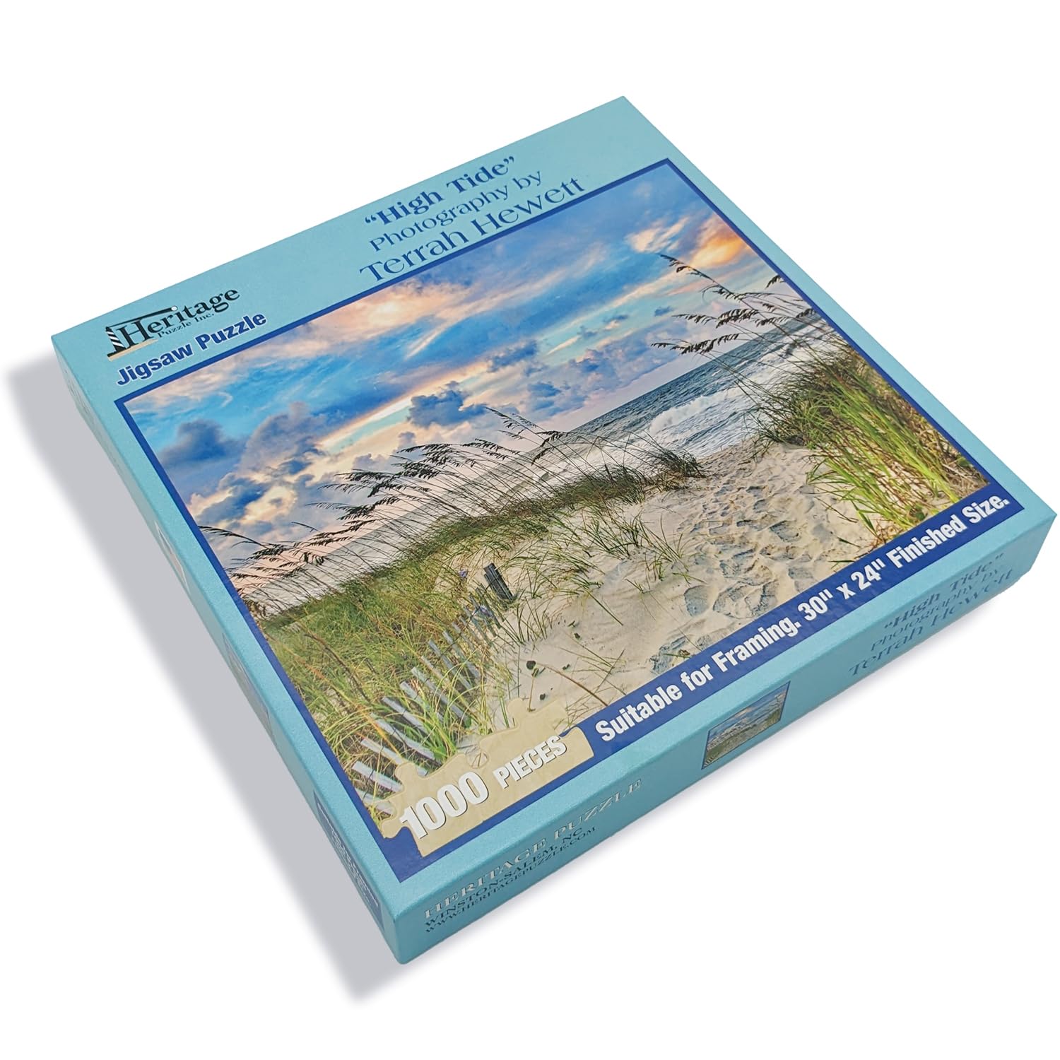 Heritage Puzzle Holden Beach scene highlights sand dunes for relaxing family puzzle nights.