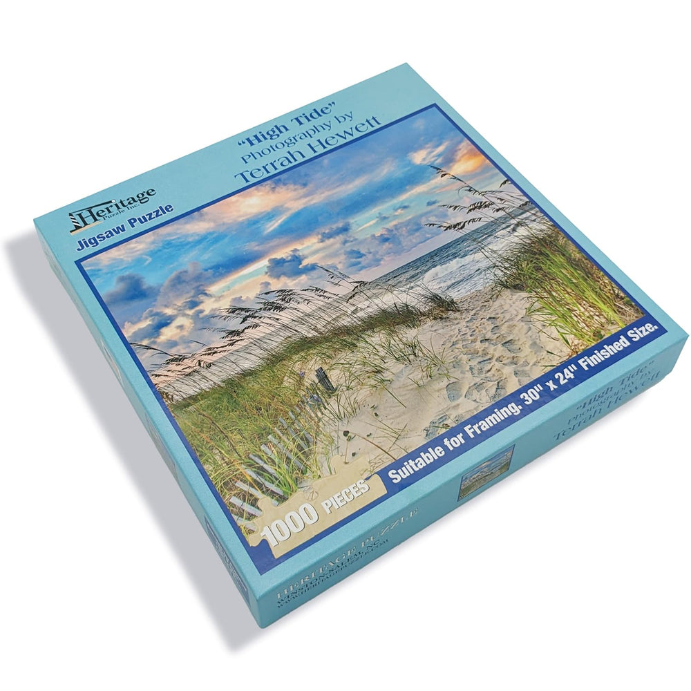Heritage Puzzle Holden Beach scene highlights sand dunes for relaxing family puzzle nights.