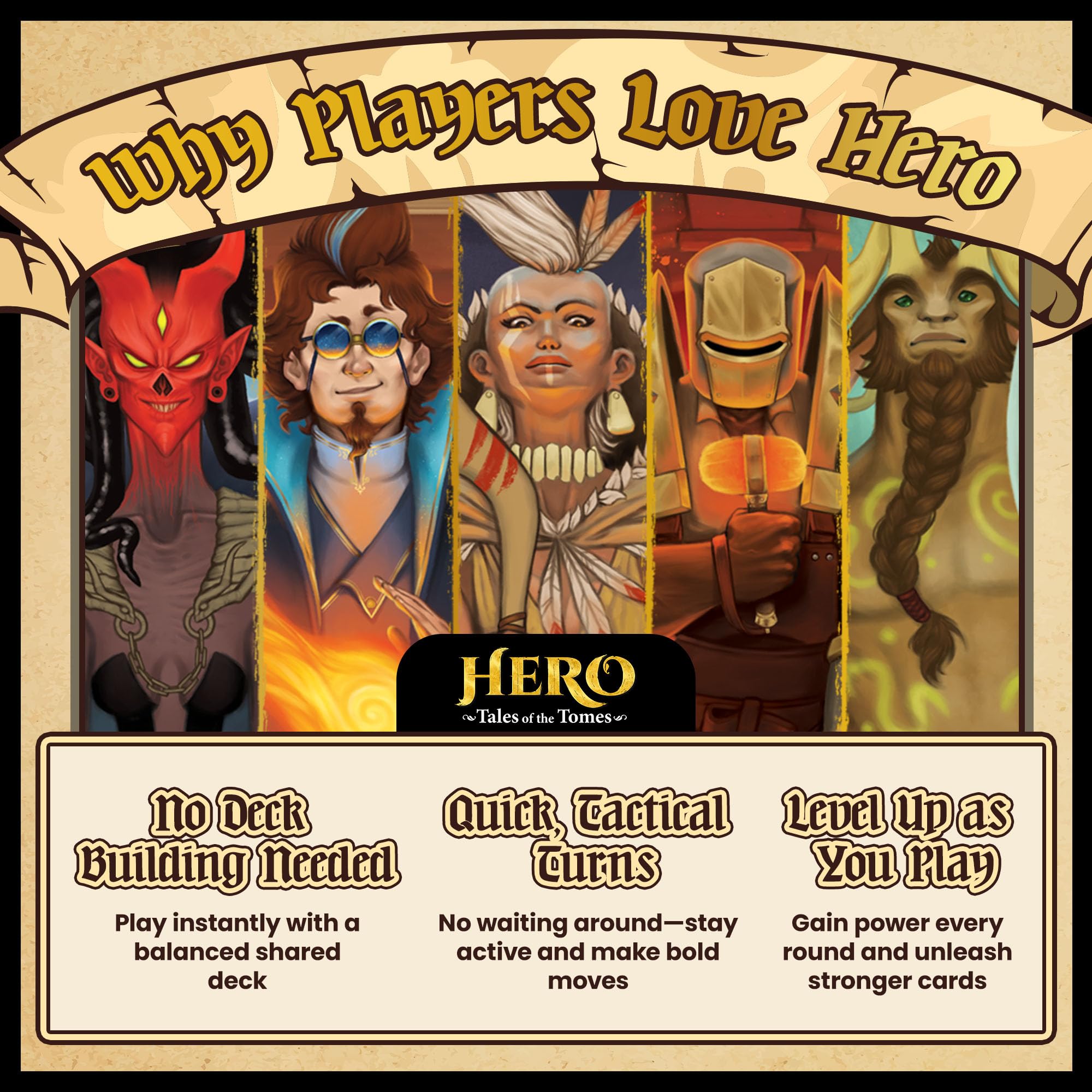 Hero: Tales of the Tomes box content ready to play