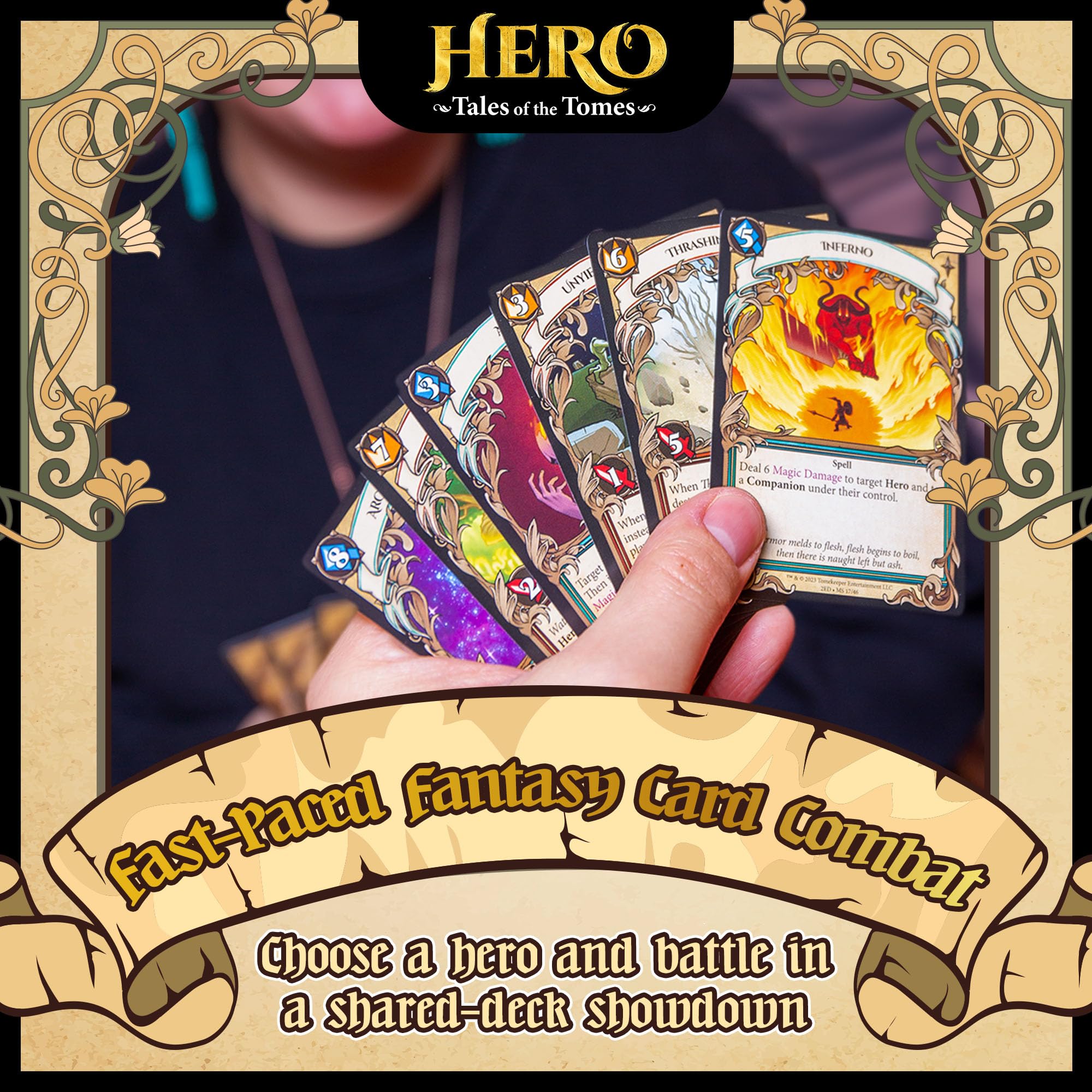 Hero: Tales of the Tomes level-up cards showing progression