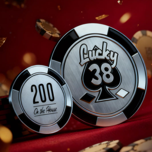 HeroCrafts Game Ranger Lucky 38 medallion back authentic vibe for display.