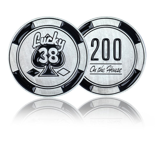HeroCrafts Game Ranger Lucky 38 medallion front for cosplay display.