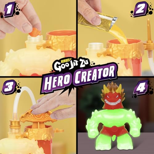 Heroes of Goo Jit Zu Blazagon glow-in-the-dark figure lights up nighttime battles.