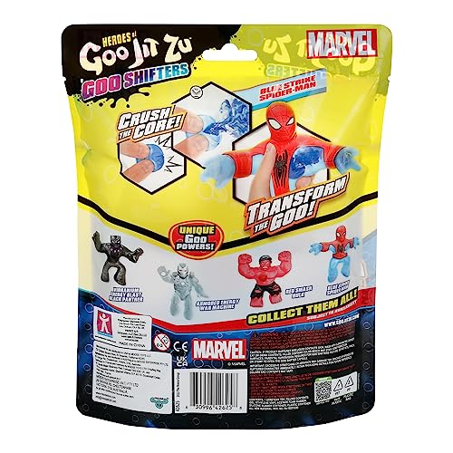 Blue Strike Spider-Man squish and stretch returns to original shape after play.
