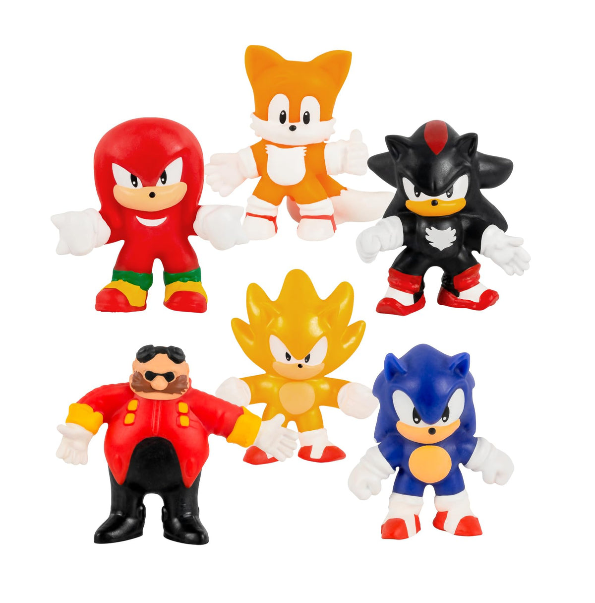 Heroes of Goo Jit Zu Minis Sonic 6-pack pack shot showing collectible stretch figures.