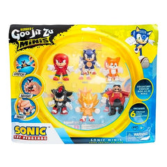 Heroes of Goo Jit Zu Minis Sonic Sonic figure close-up highlighting flexible, stretchable texture.