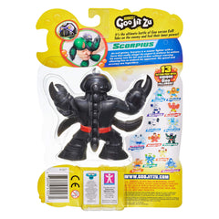 Packaging for Heroes of Goo Jit Zu Oozy Scorpion Scorpius supports gift-ready play.
