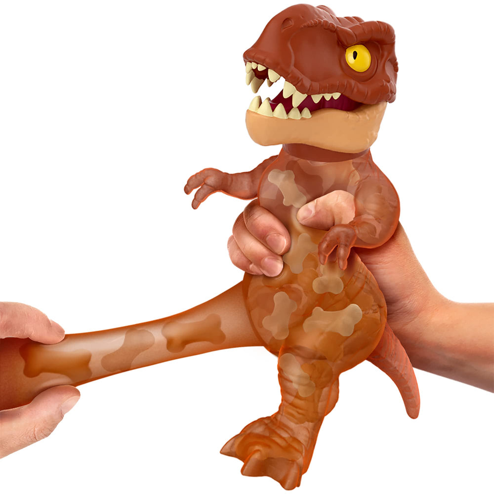 Heroes of Goo Jit Zu Supagoo T. Rex chomp jaws open and close during bite-play.