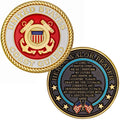 Hero's Valor Coast Guard Challenge Coin front view with durable finish and enamel detail