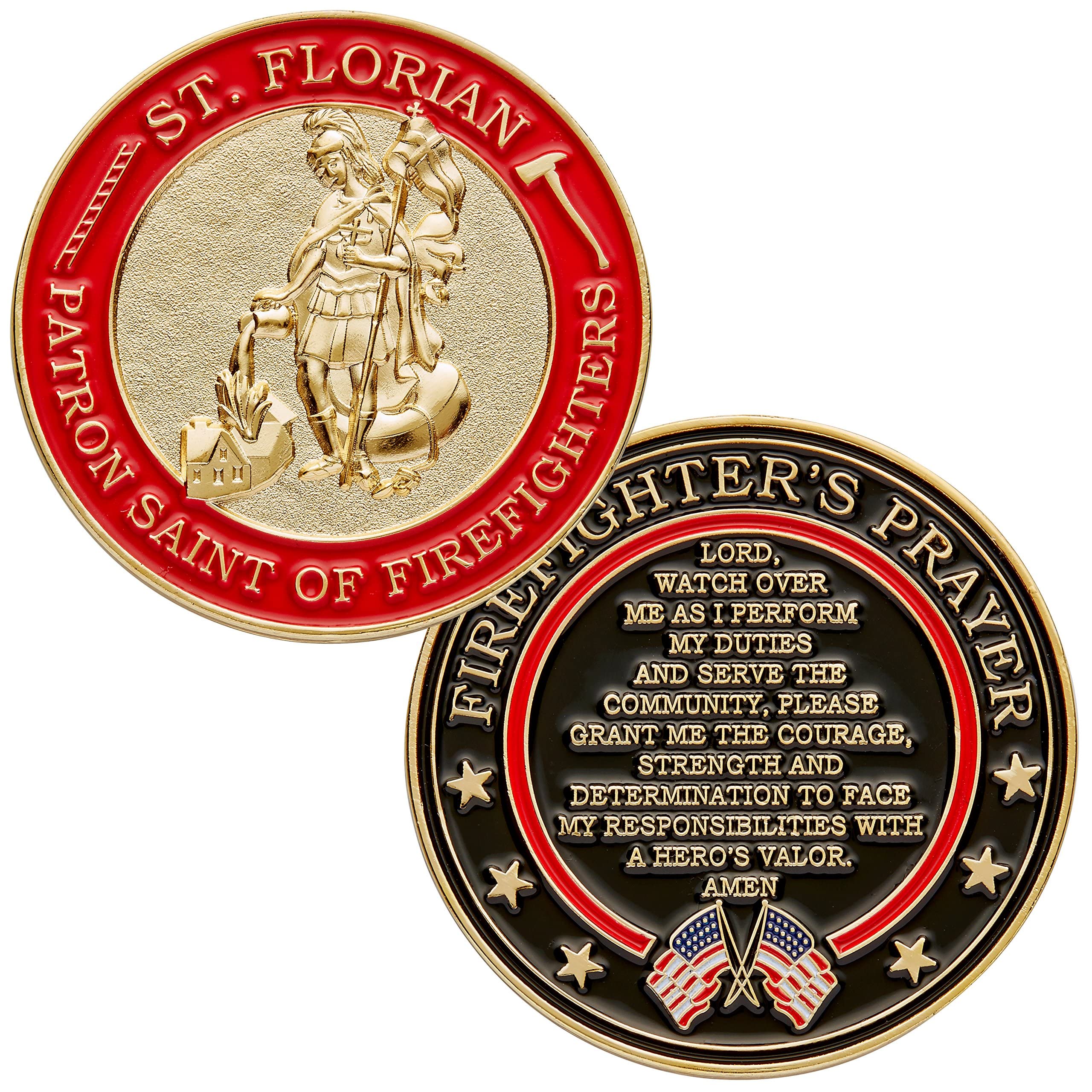 Hero's Valor St. Florian front coin design honoring firefighters and inspiration