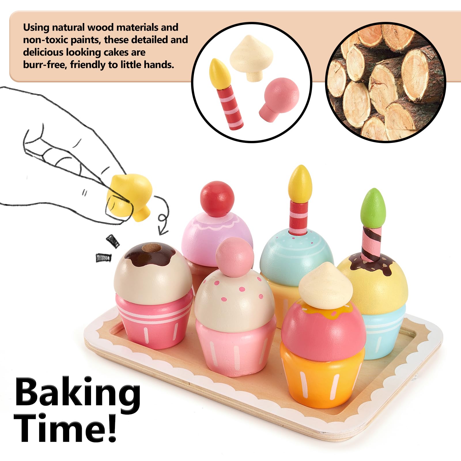 HERSITY candle toppers add charming accents to pretend desserts.