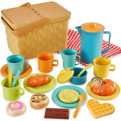 HERSITY picnic basket tea set for imaginative pretend play indoors or outdoors.
