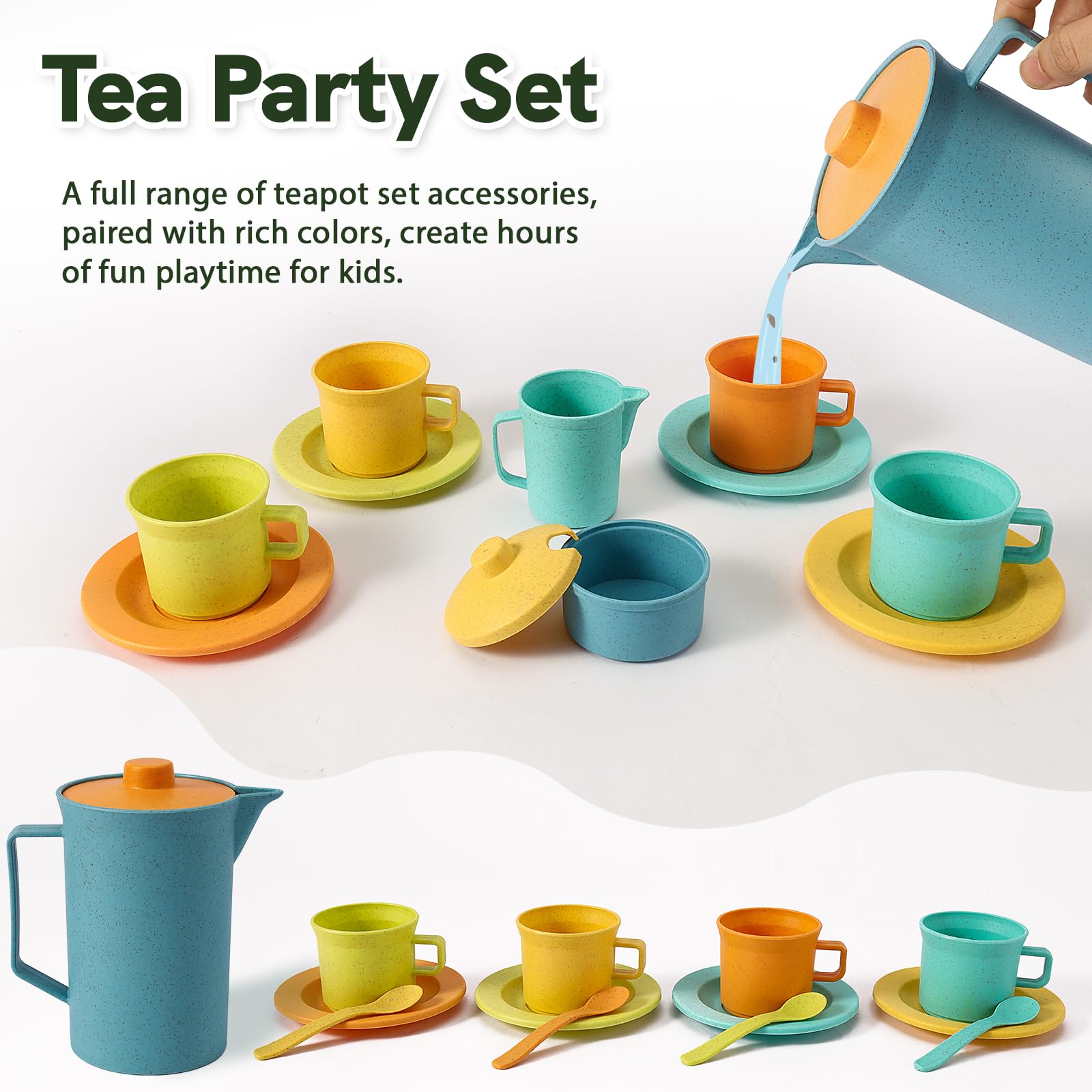 HERSITY teapot detailed play tea for realistic tea-time role play.