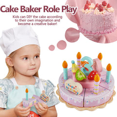 HERSITY wooden candles and toppings, colorful details spark festive role play