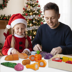 HERSITY wooden bread and tomatoes boost home role-play and sharing.