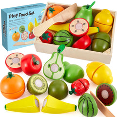 HERSITY wooden fruit orange set image showing pretend cutting and fine motor practice.