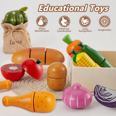 HERSITY wooden play food shows pretend chef role in kid-friendly kitchen play.