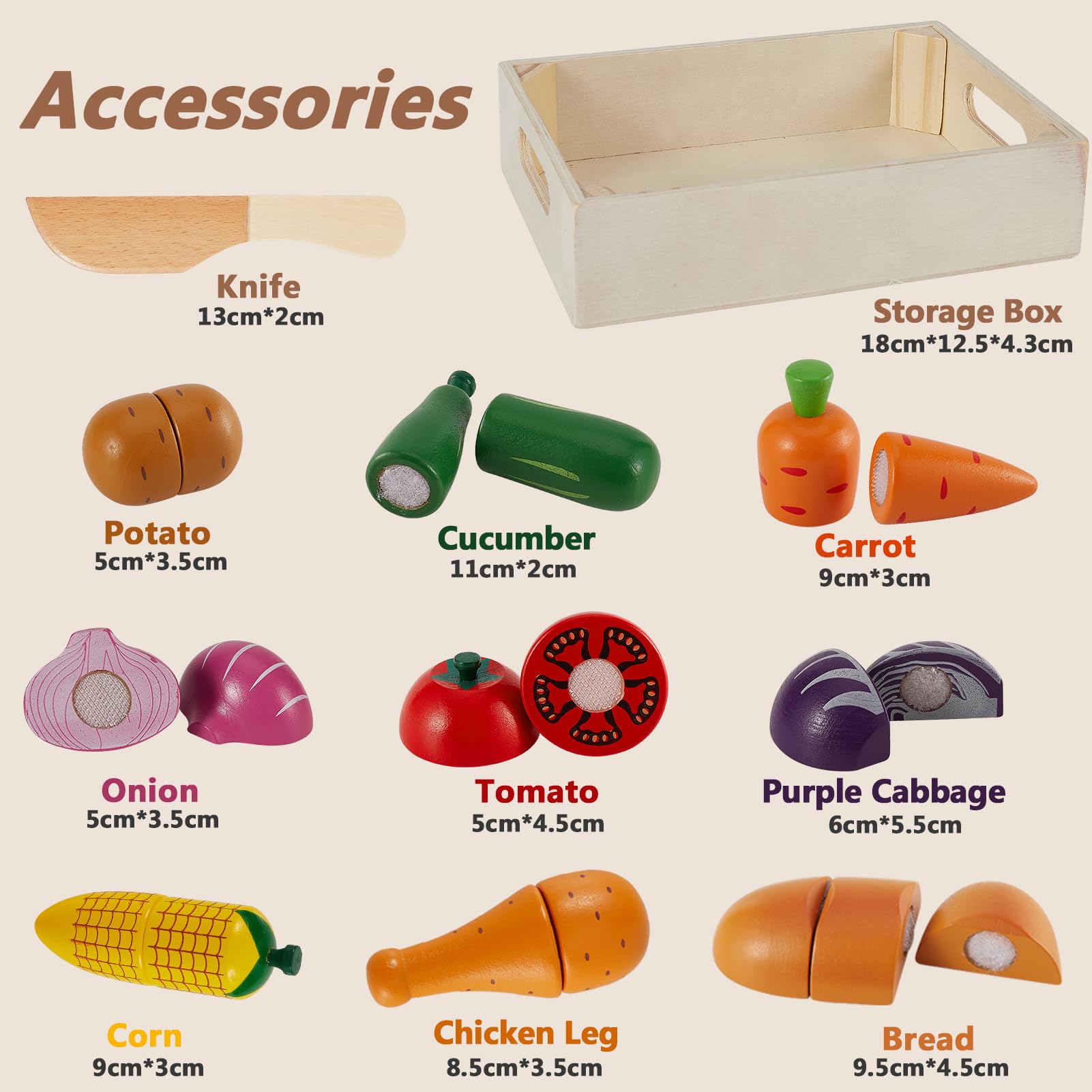 HERSITY wooden play food storage box keeps play areas tidy after sessions.