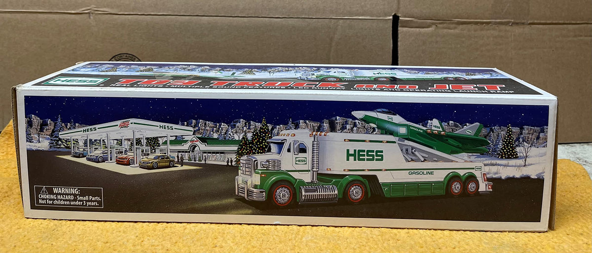 Hess 2010 truck and jet toy in original packaging for display