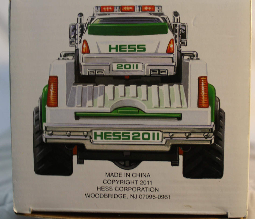 Hess 2011 toy truck and race car four-wheel independent suspension adds realism