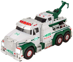 Hess 2019 Tow Truck Rescue Team features a detachable flatbed for realistic loading.