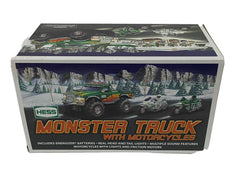 Hess C-46 2007 monster truck with motorcycles in green and white, lights and sounds for engaging play.
