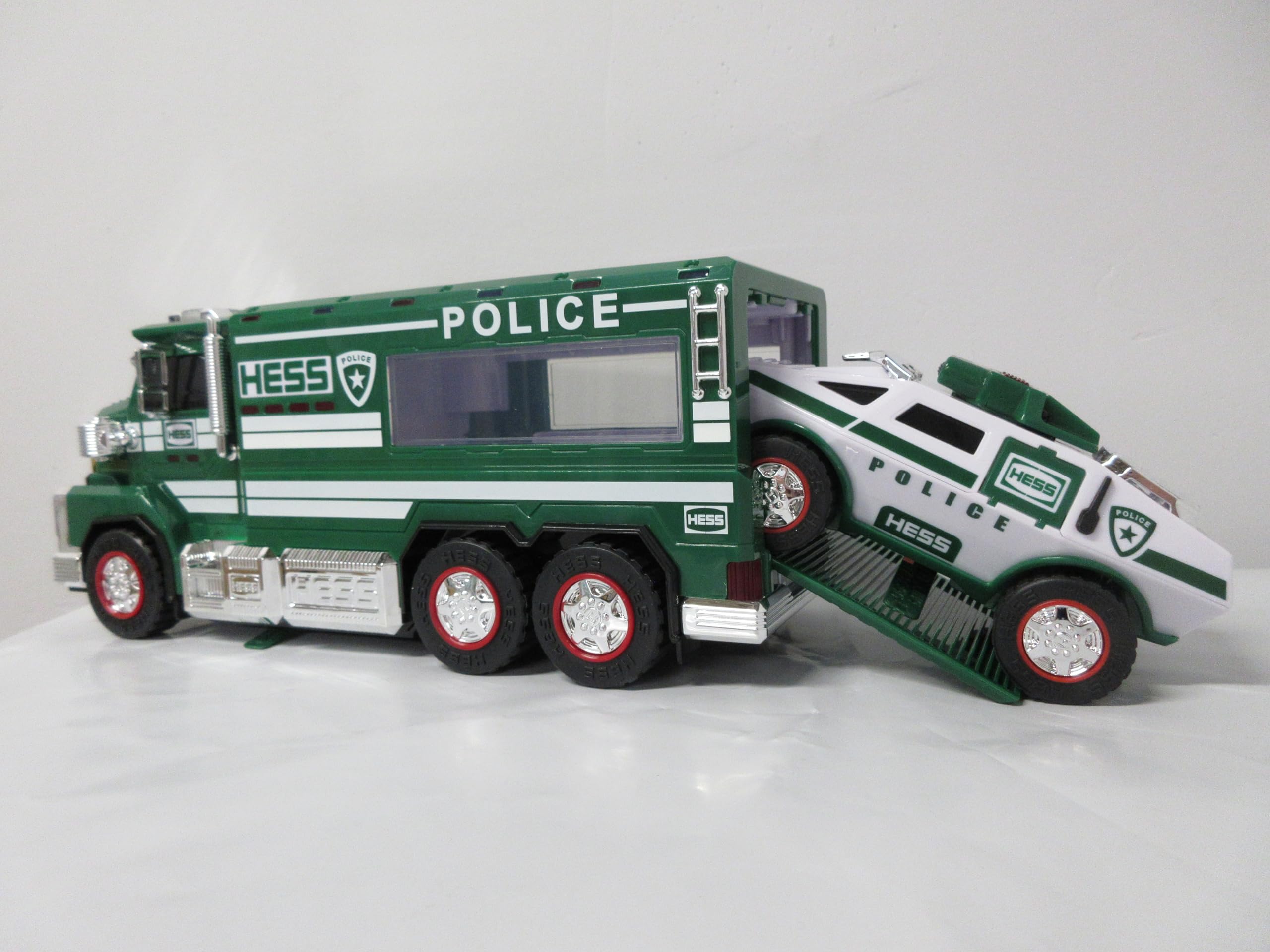 Hess Police Truck 2023 control panel with light and sound buttons for interactive play