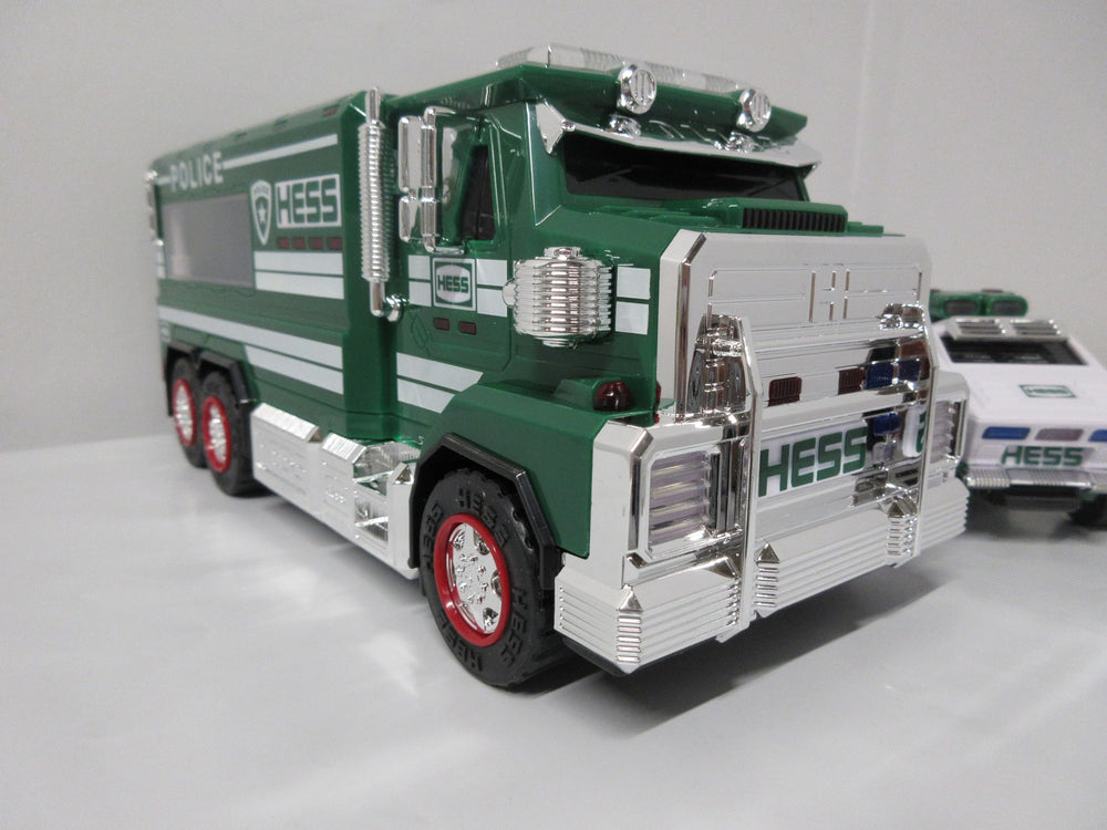 Hess Police Truck 2023 chrome details on bumper and visor for premium finish