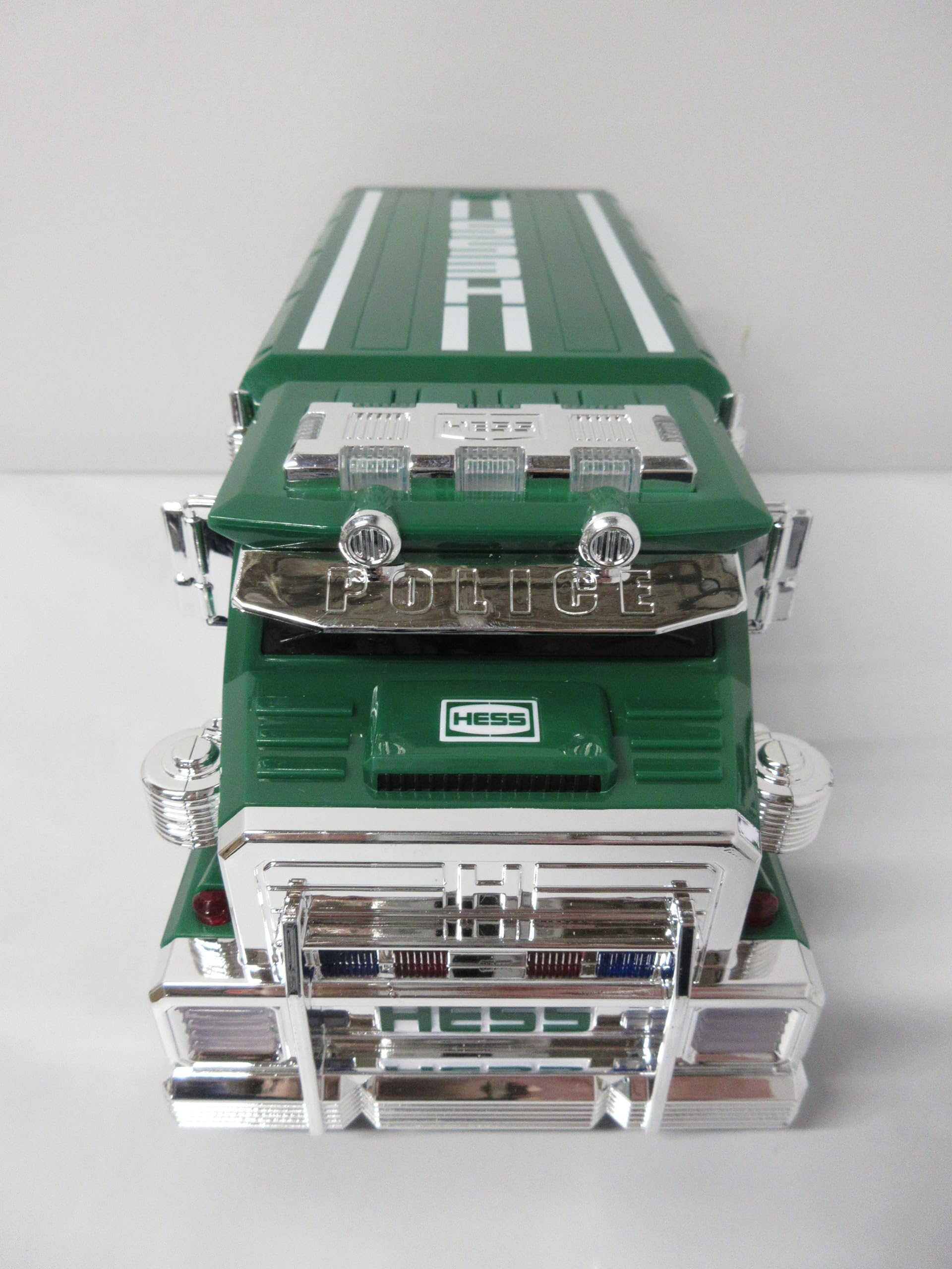 Hess Police Truck 2023 fold-down rear ramp for loading a pretend cruiser