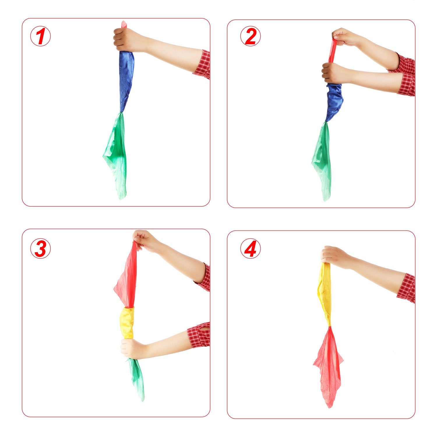 HESTYA change-color silk scarf green to yellow, versatile magician accessory