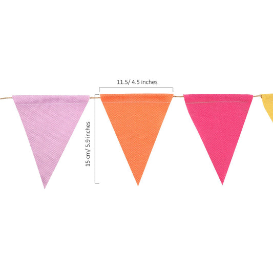 HESTYA pennant banner color close-up showcasing six vibrant colors.