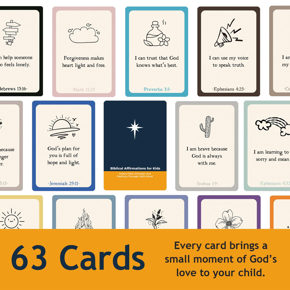 Hesuuho 63 biblical affirmations collection display of verse cards.